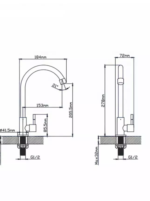 Монокран для холодної води MIXXUS MONO-01.SUS BLACK чорний із нерж. сталі (MI6561) Чернівці - фото 3