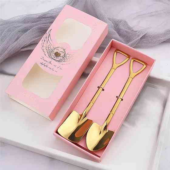 Набір чайних ложок RESTEQ у вигляді лопати золотого кольору, 2 шт, нержавіюча сталь 304 Київ