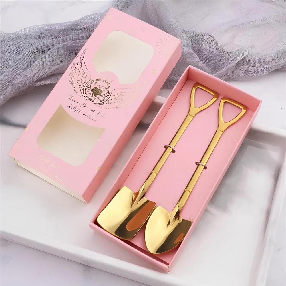 Набір чайних ложок RESTEQ у вигляді лопати золотого кольору, 2 шт, нержавіюча сталь 304 Київ - фото 1