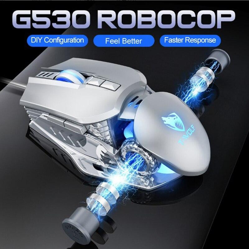 Игровая компьютерная мышка с подсветкой T-Wolf G530 Robocop. Проводная компьютерная мышка 6400 DPI, 7 кнопок Киев - изображение 2