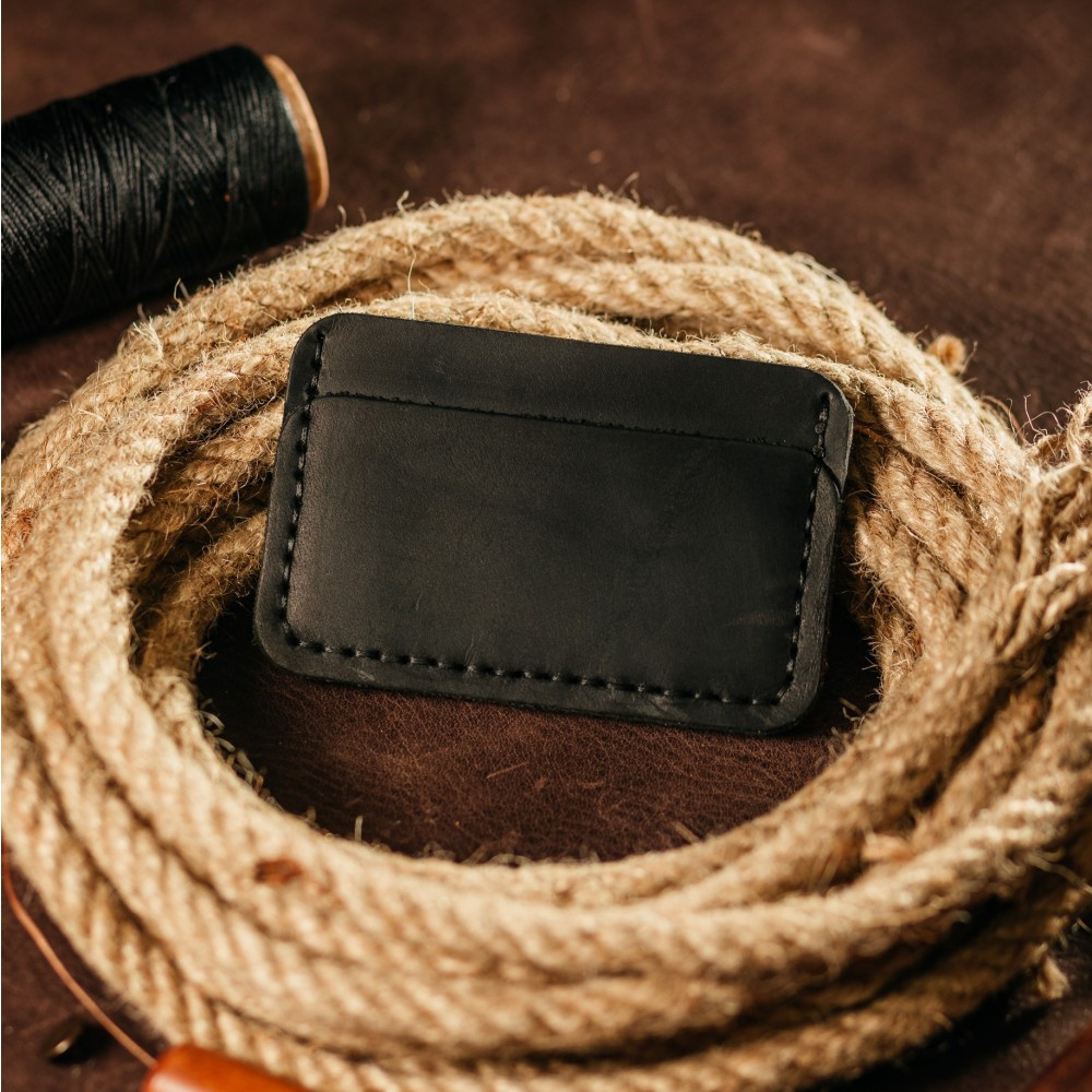 Картхолдер Чорний шкіряний, стильний органайзер чохол зі шкіри для 4 банківських картокMasterSem Київ - фото 1