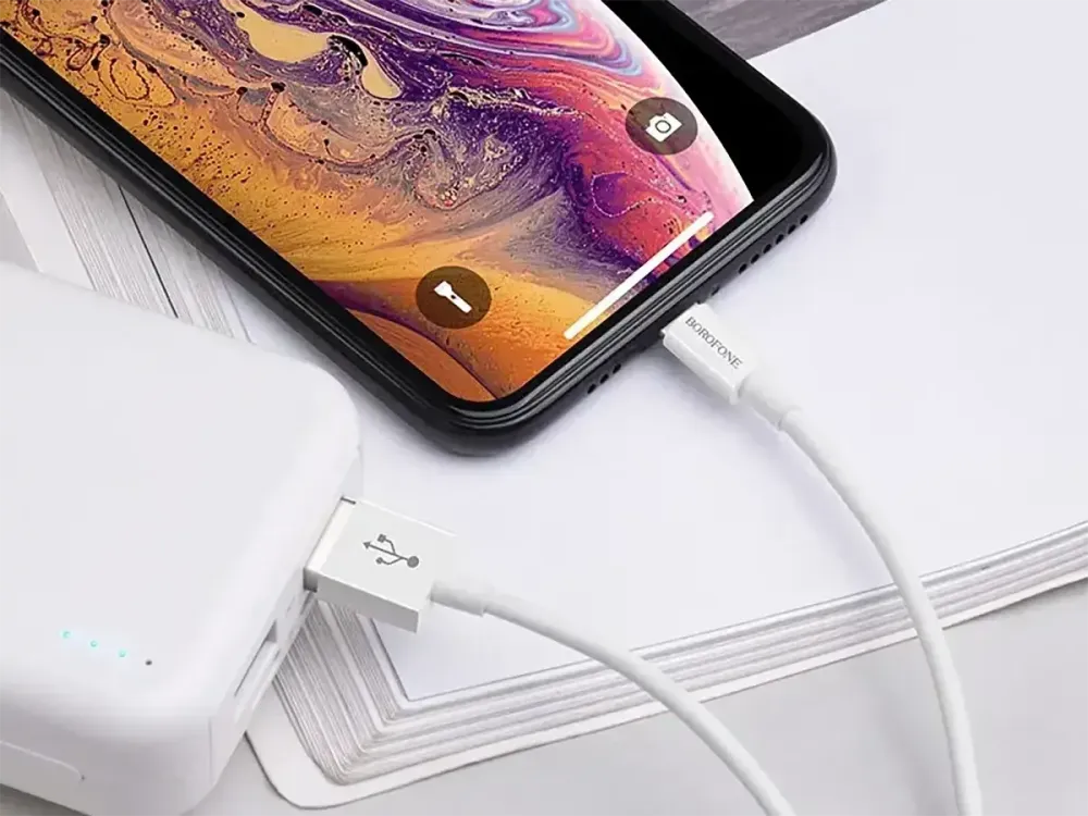 Кабель USB - Lightning Borofone BX22 1м 2А швидка зарядка для iPhone iPad шнур із захисним чіпом білий Одеса - фото 8
