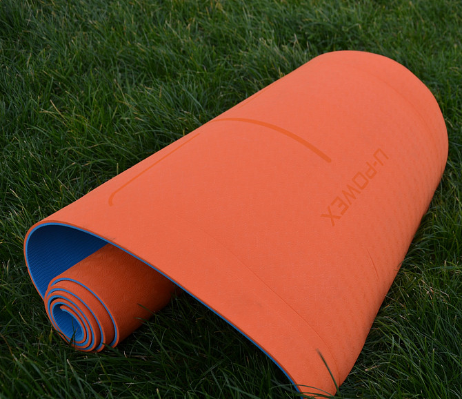 Коврик для йоги та фітнесу U-POWEX TPE Yoga mat Orange/Blue (183х61х0.6) Кам'янське - фото 5
