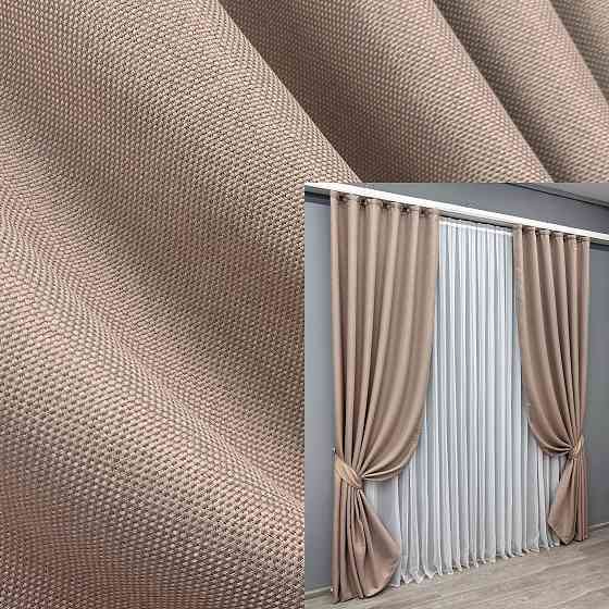 Комплект готових штор VR-Textil Льон-блекаут Льон Мішковина № 1069ш Пудровий 150х270см 2 шт (30-878) Київ