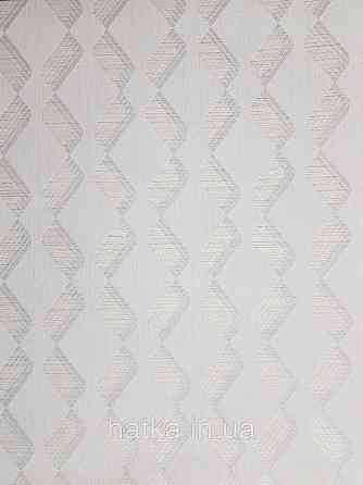 Шпалери метрові вінілові на флізелін Marburg Villa Romana геометрія смужки зигзаг сріблясті на білому Київ