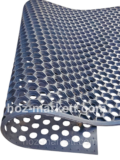 Килимок 115х80х1 см гумовий брудозахисний сота чорний Харків - фото 3