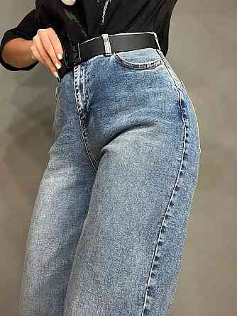 Джинсы женские SESSANTA 16484 MOM jeans высокая посадка увеличенные размеры стрейчевые с ремнем сини Одесса