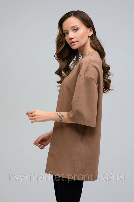 Футболка оверсайз RAY OVERSIZE женская коричневая (U0104W-Brown) Киев - изображение 2