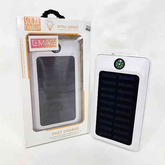 УМБ Power Bank Solar 18000 mAh мобільне зарядне з сонячною панеллю та лампою, Power Bank Charger White UL-82 Львів