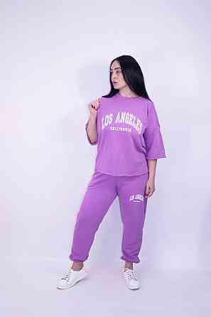 Костюм женский летний (футболка+штаны) трикотажный Сиреневый XS-S Харьков