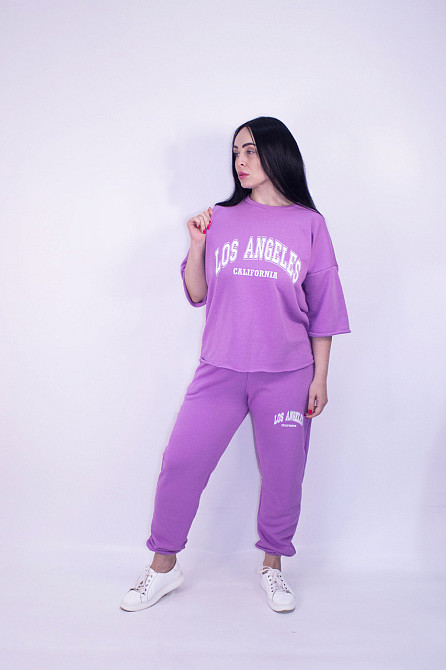 Костюм женский летний (футболка+штаны) трикотажный Сиреневый XS-S Харьков - изображение 3