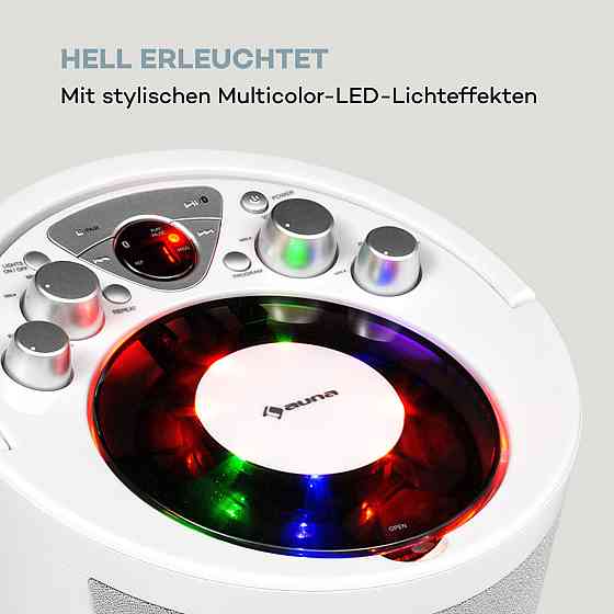 Караоке-система SingSing BT 2 мікрофони CD-плеєр BT Світлодіодний світловий ефект Мобільний білий (Німеччина, Рівне