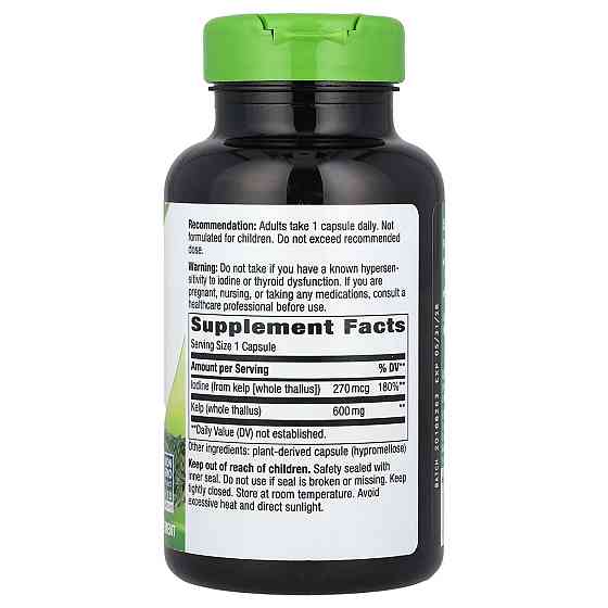 Ламінарія водорості Nature's Way Kelp Whole Thallus 600 мг 180 вег капсул Київ