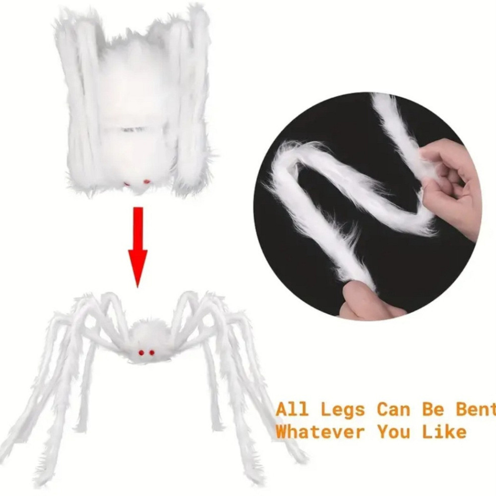 Паук на Хэллоуин декоративный 150 см белый Киев - изображение 7