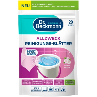 Средство для мытья пола Dr. Beckmann Magic Leaves Растворимые салфетки для уборки Весенняя свежесть 20 шт. (4008455097312) Винница - изображение 1