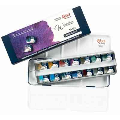 Акварельные краски Rosa Gallery GRANULATION 14 кольорів по 2,5 мл в металевому пеналі (4823098544128) Винница