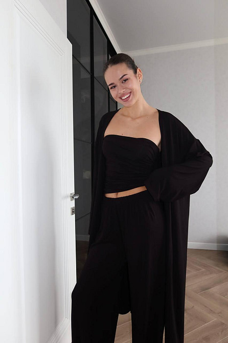 Жіночий базовий костюм трійка: кардиган топ і штани турецька віскоза Одеса - фото 10