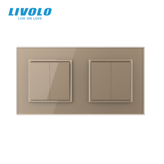 LIVOLO Чотирьохклавішний вимикач (2-2) Livolo золотий скло (VL-C7K2K2-13) Коломыя