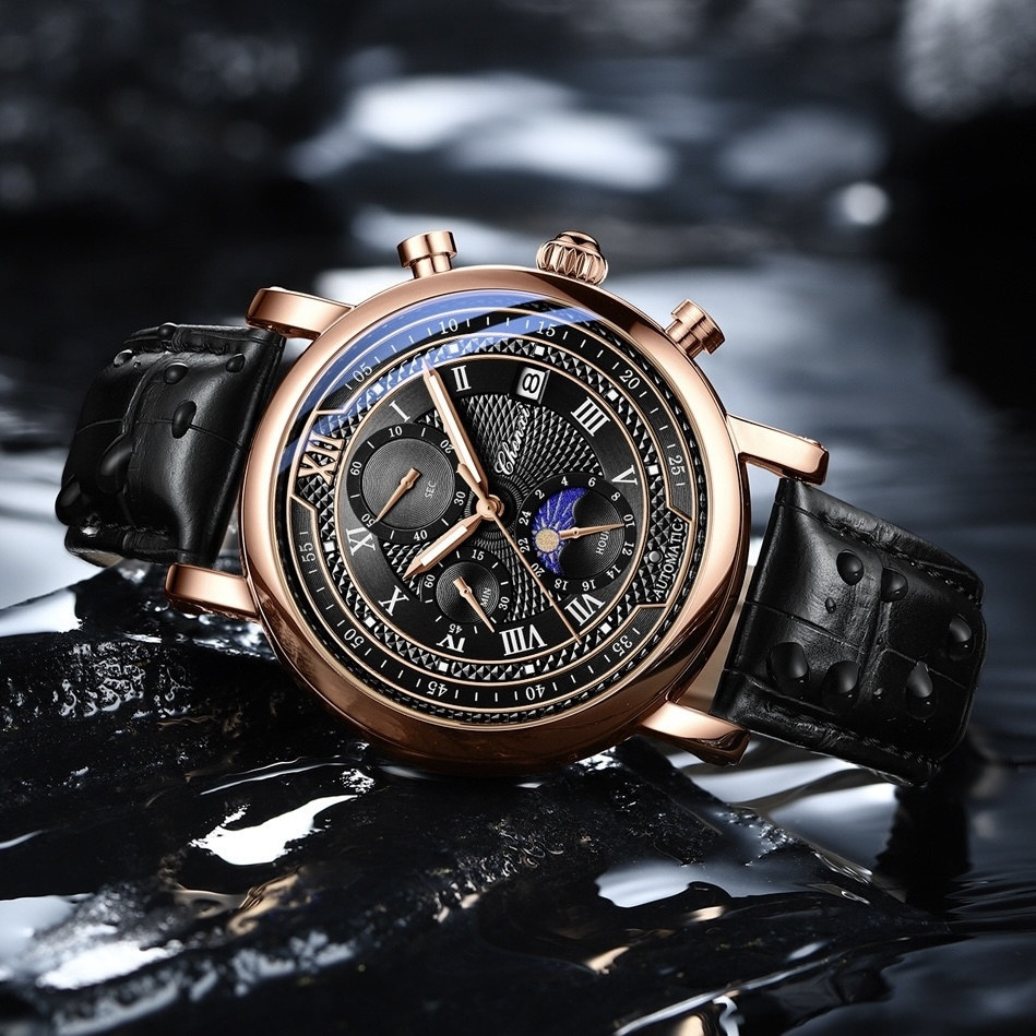 Годинник чоловічий наручний Chenxi Patek Steel Black (2 ремінці) Вінниця - фото 3