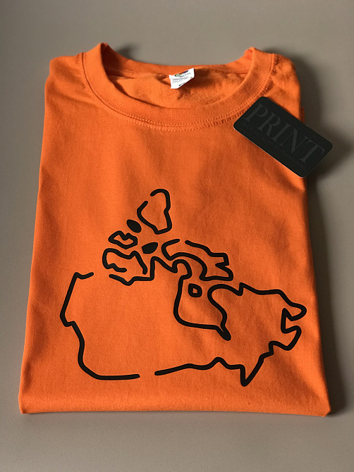 Женская\Мужская футболка 100% хлопок  с картой Канады (можно любой страны ) и надписью на рукаве Черновцы - изображение 3