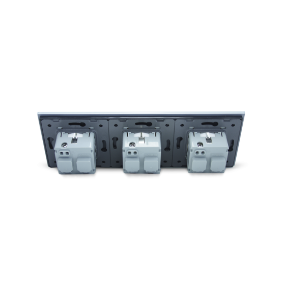 LIVOLO Потрійна електрична розетка з заземленням LIVOLO, чорна з білою рамкою, хромованою встав Коломыя