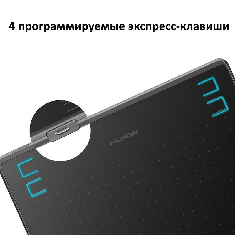Графічний планшет Huion HS64 + рукавичка ( Чорний ) Харьков - изображение 3