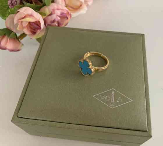 Кільце блакитне Van Cleef Ванкліф срібло із золотим покриттям Одеса