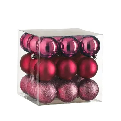 Елочная игрушка House Of Seasons Шарики Пластик 27 шт D6 см Фуксия (8720967923229) Винница