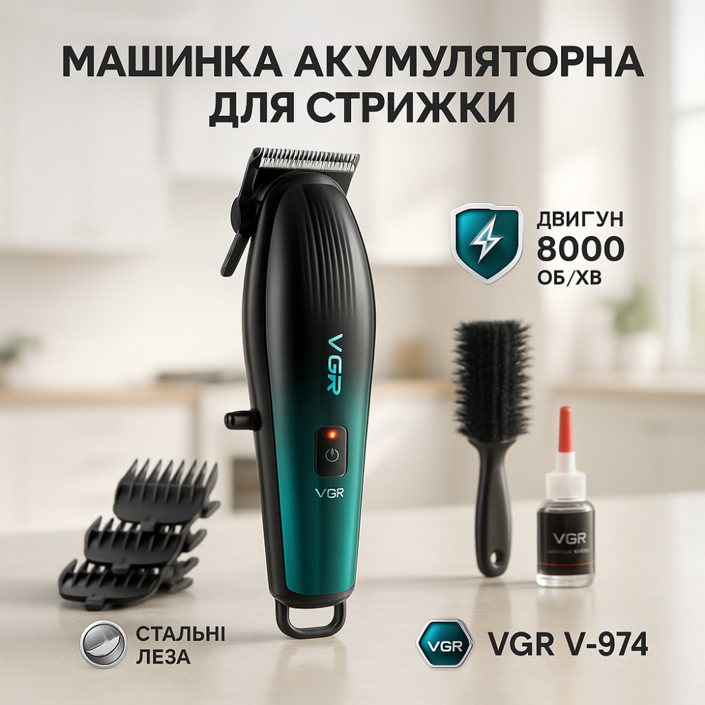 Электрическая машинка для стрижки бытовая VGR V-974, Набор инструментов для стрижки волос BM-38 Львов - изображение 18