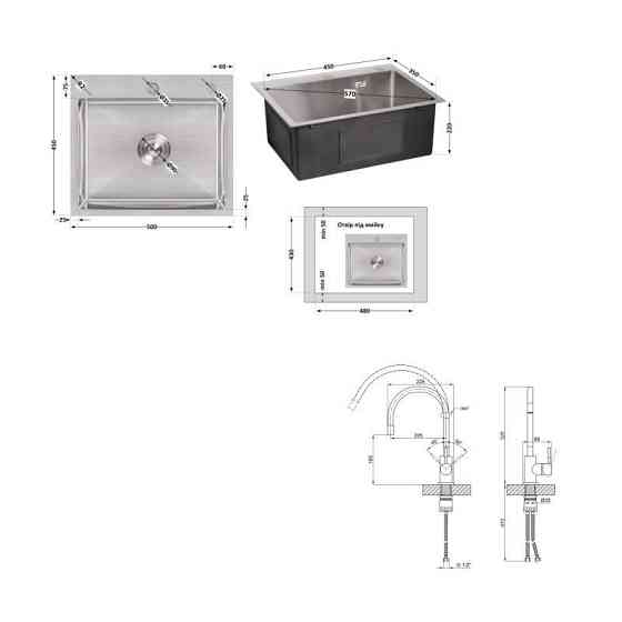 Акційний набір Lidz: мийка H5045 інтегрована Brushed Steel 3,0/1,0 мм + Змішувач Aria для кухні з гнучким виливом (k35) Grey Київ