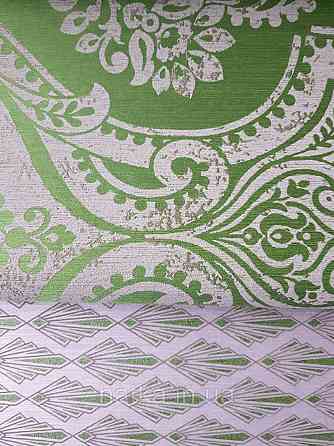 Шпалери текстильні еко 0.53х10.05 Rasch Textil Valentina класика вензелі дамаски сірі на зеленому салатовому Київ