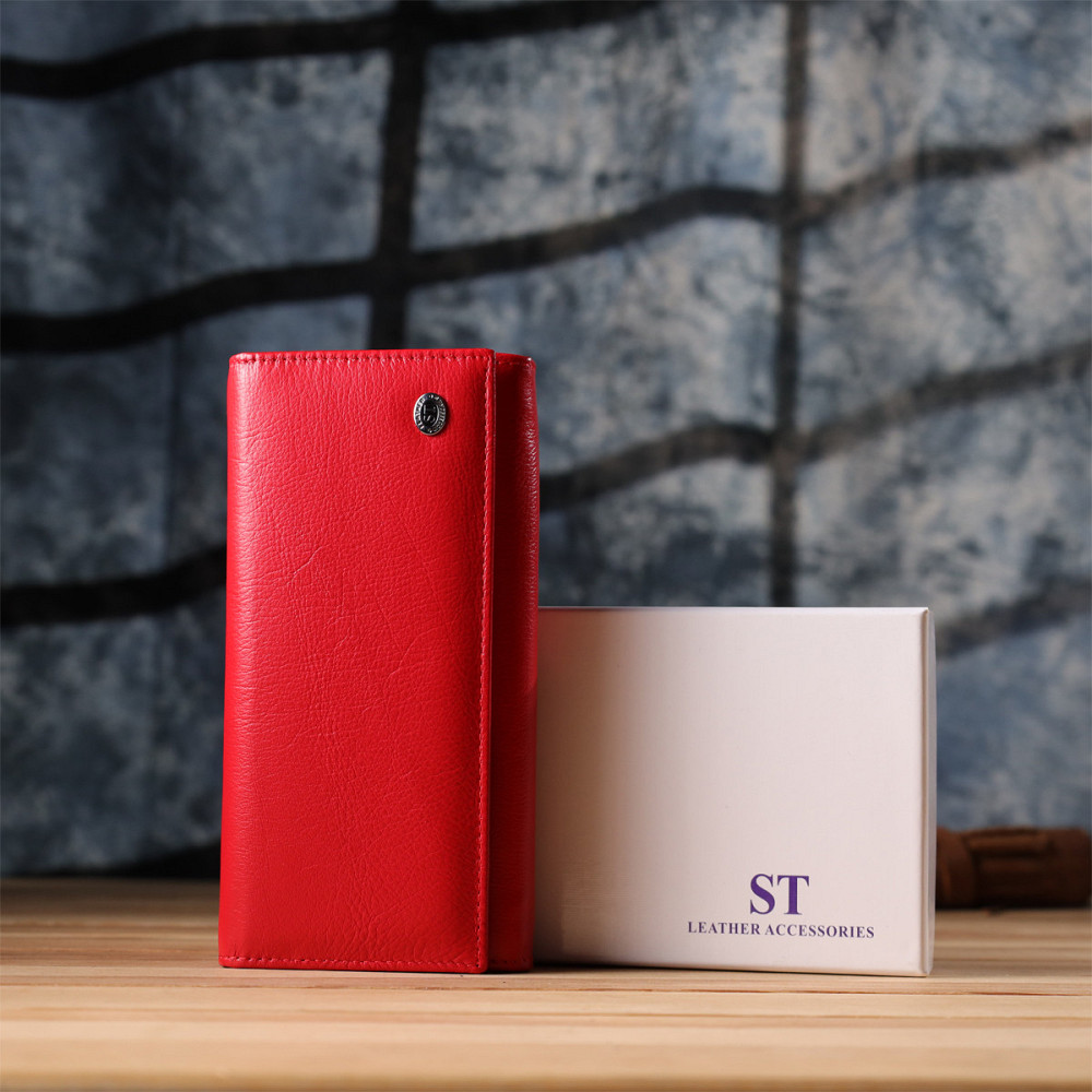 Яркий женский кошелек на магнитах из натуральной кожи Красный (ST Leather) Киев - изображение 4