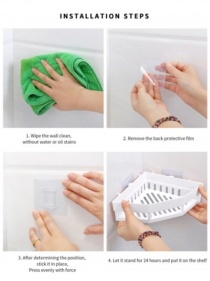 Полка пластиковая для ванной комнаты и душа угловая 26*19*6см белая Винница - изображение 2