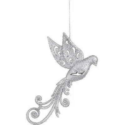 Елочная игрушка House Of Seasons Птичка серебряная 9 х 2 х 16 см (8718861799439) Винница - изображение 1