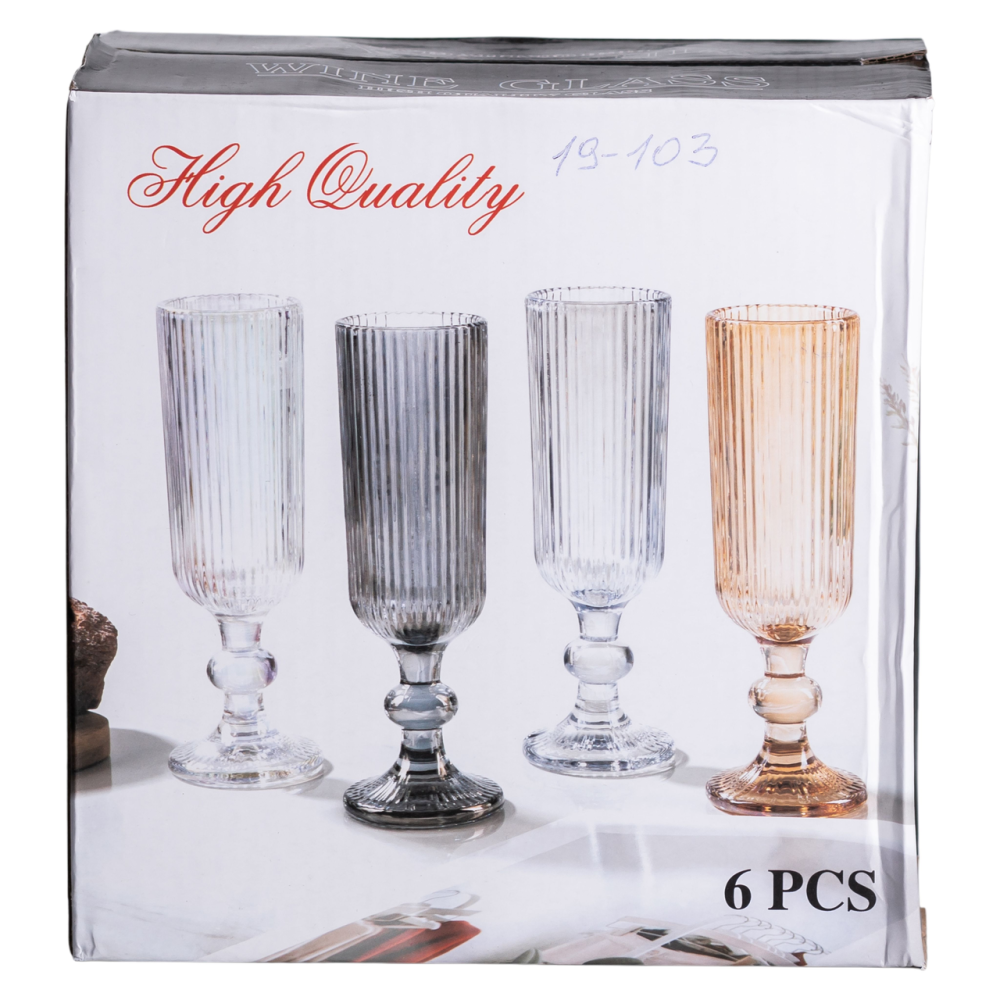 Набір келихів для шампанського 6 штук 160 мл скляні HP-19-103 Коломия - фото 5