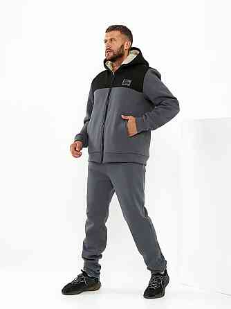 Спортивний костюм чоловічий на хутрі Сіро-чорний 56/58 Харків