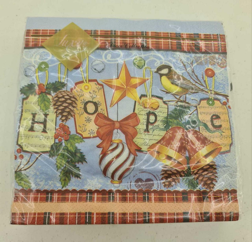 Новогодняя бумажная салфетка (ЗЗхЗЗ, 20шт) LuxyНГ Праздничная надежда(1238) (1 пачка) Харьков - изображение 2