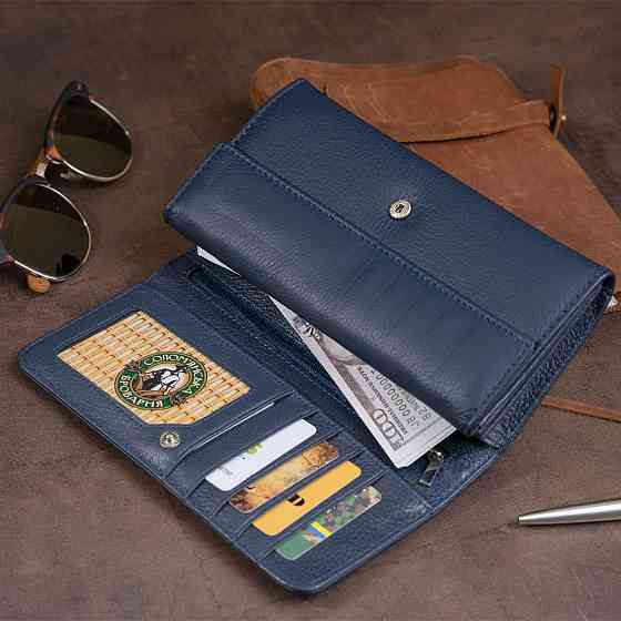 Кошелек кожаный в два сложения женский ST Leather 19291 Синий Киев