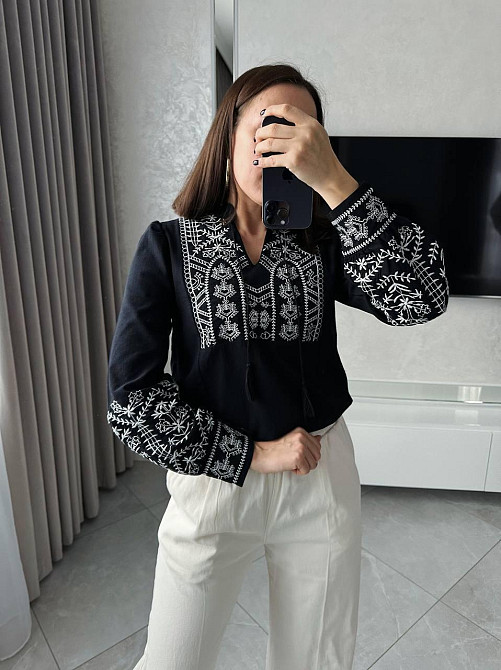 Женская современная вышиванка с традиционными украинскими мотивами 80% хлопок, 20% полиэстер. 48 Одесса - изображение 3