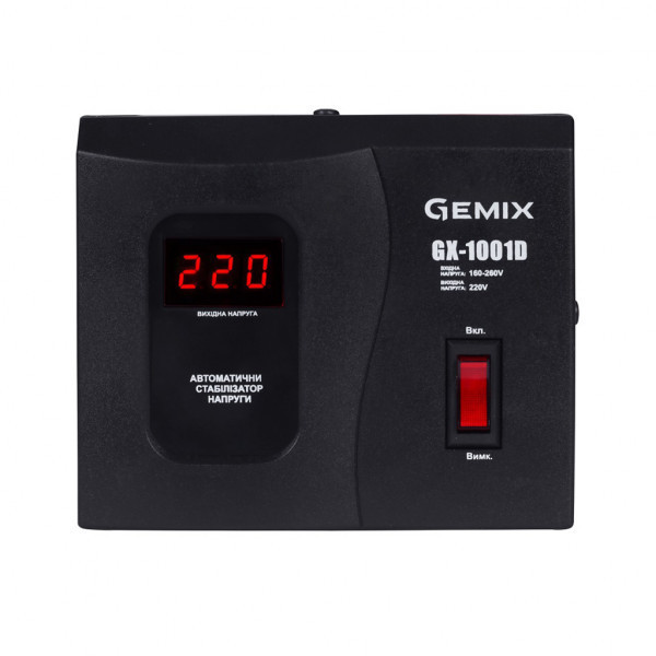 Стабілізатор напруги Gemix GMX-1001D, 700Вт, релейний, стрілочний (GX-1001D) Київ - фото 1