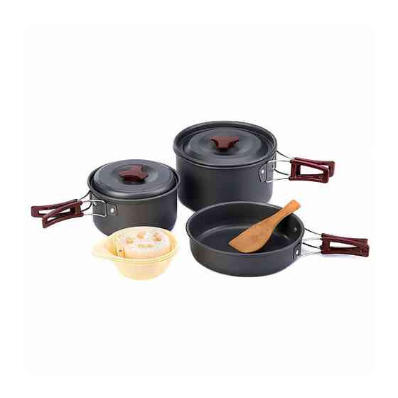 Набор посуды Naturehike 3-4 NH (2 кастрюли + крышки + сковорода) carbon (NH15T203-G) Киев