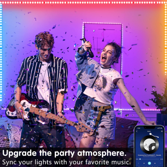 Світлодіодна стрічка Keepsmile 30 м (2×15 м), RGB, Bluetooth, керування через застосунок і пульт, синхронізація з музикою, таймер Київ