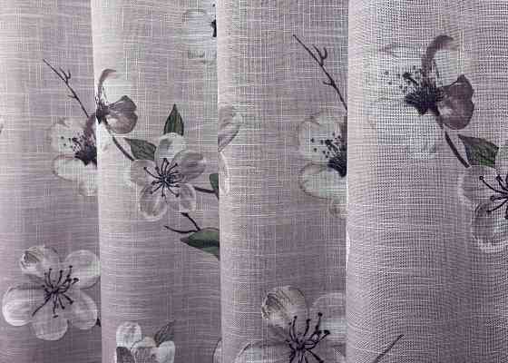 Тюль-штора VR-Textil 1877т Льон Фіолетовий з білим 400х270 см (42-1083) Київ