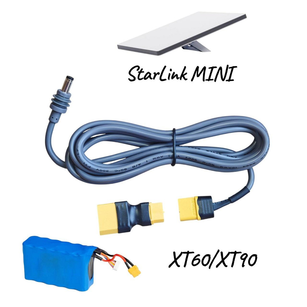 Кабель питания Starlink Mini (2 м) от батареи FPV дрона (от батареи с разъемом XT60) + переходник XT60-XT90 Киев - изображение 2