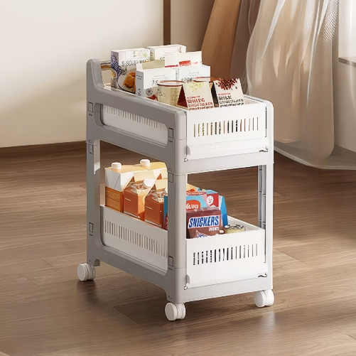 Етажерка на коліщатках, двоярусна полиця для зберігання предметів, органайзер для ванної, кухні, офісу, розмір 48×28×59 см Кам'янець-Подільський - фото 2
