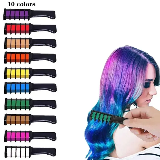 Набор мела для волос 10 шт Hair chalk Разноцветные красители расческа для детей и взрослых Коломия