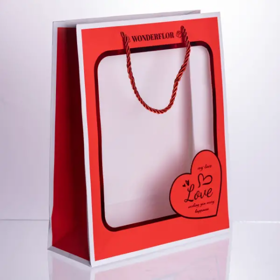 Yiwu Набір подарункових пакетів з паперу Love з віконцем 12 шт 26×10×32 см HP-10359-18 Коломия