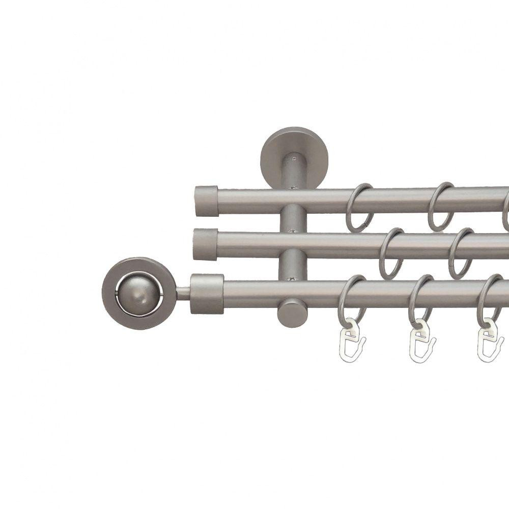 Карниз Orvit Пополо металевий трирядний циліндр (20 см) гладка труба кільце металеве Сатин 16\16\16 мм 300 см (6099538) Львів - фото 1