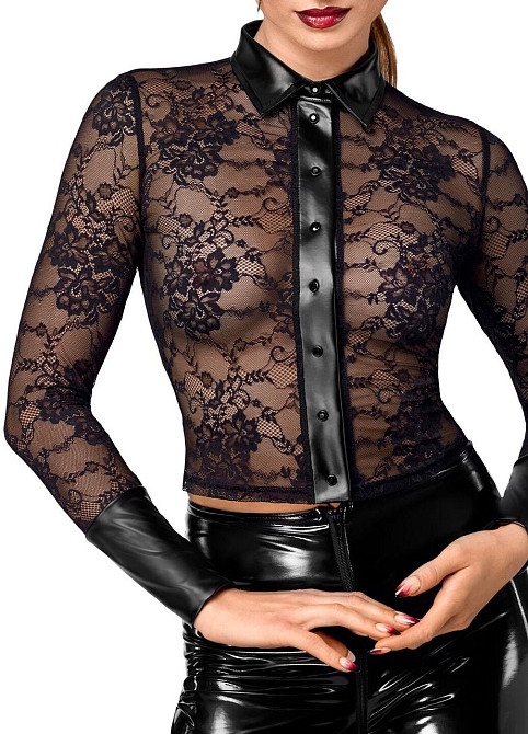 Блуза Noir Handmade F377 Noirelle Lace Button-up Shirt XL Sex Aura Киев - изображение 4