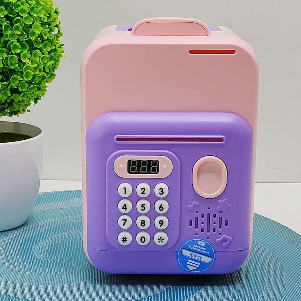 Сейф-скарбничка Банківський термінал з кодовим замком відбиток затягує купюри звук підсвічування Рожево-фіолетовий (589-36A-37A) Чернигов - изображение 3